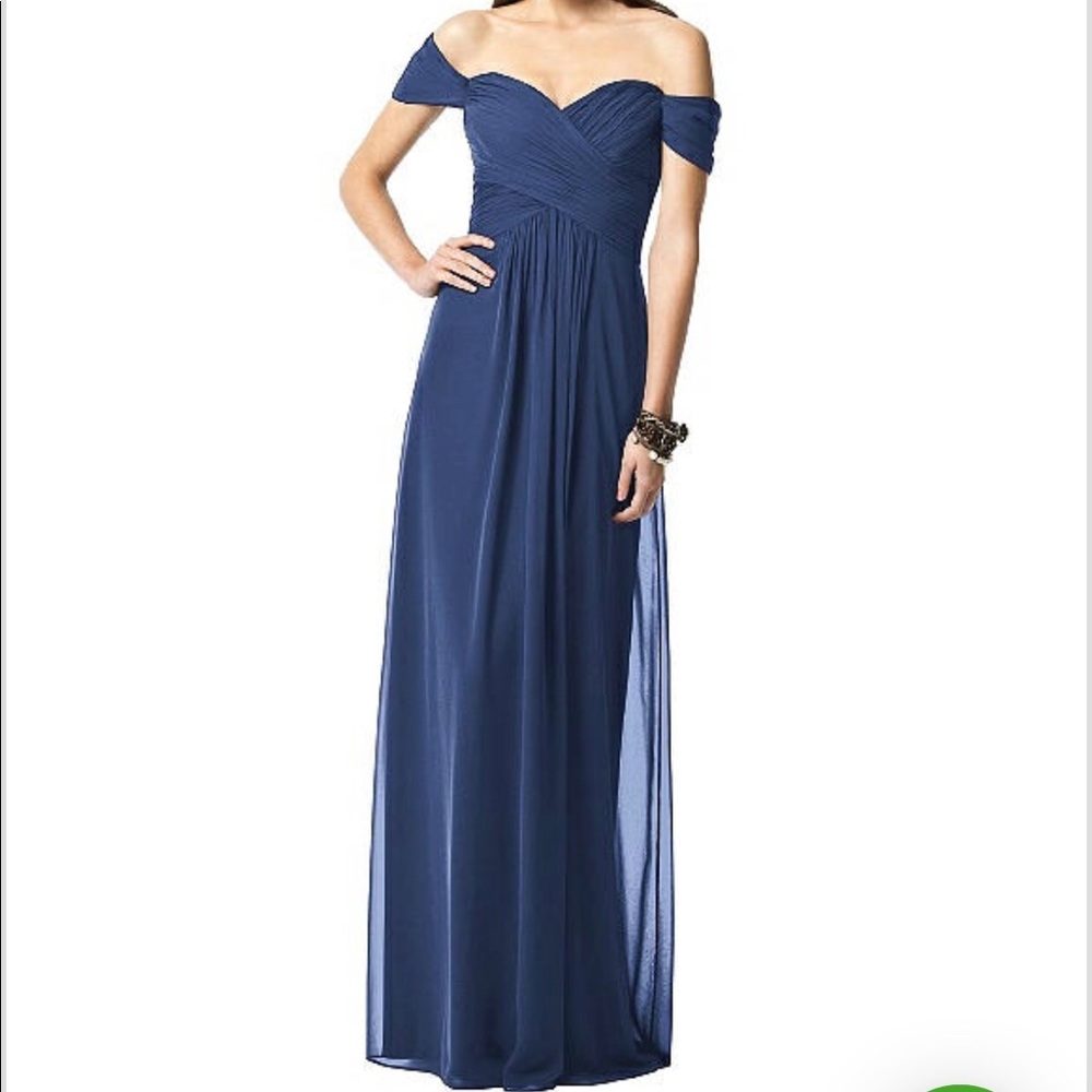 Blue Floor Length Evening Dress
